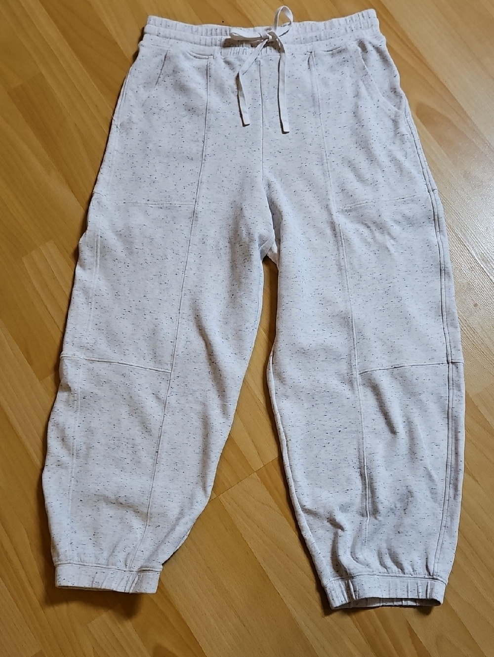 Speckled Light Cream Drawstring Joggers - Casual Women's Track Pants